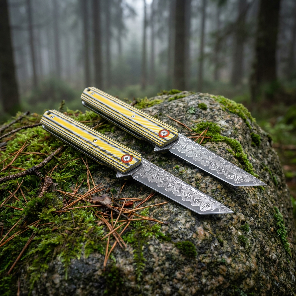 Tunafire GT-DM031 76 Layers Damascus Folding Knife VG-10 Steel Core colorful G10 Handle EDC Pocket Knife