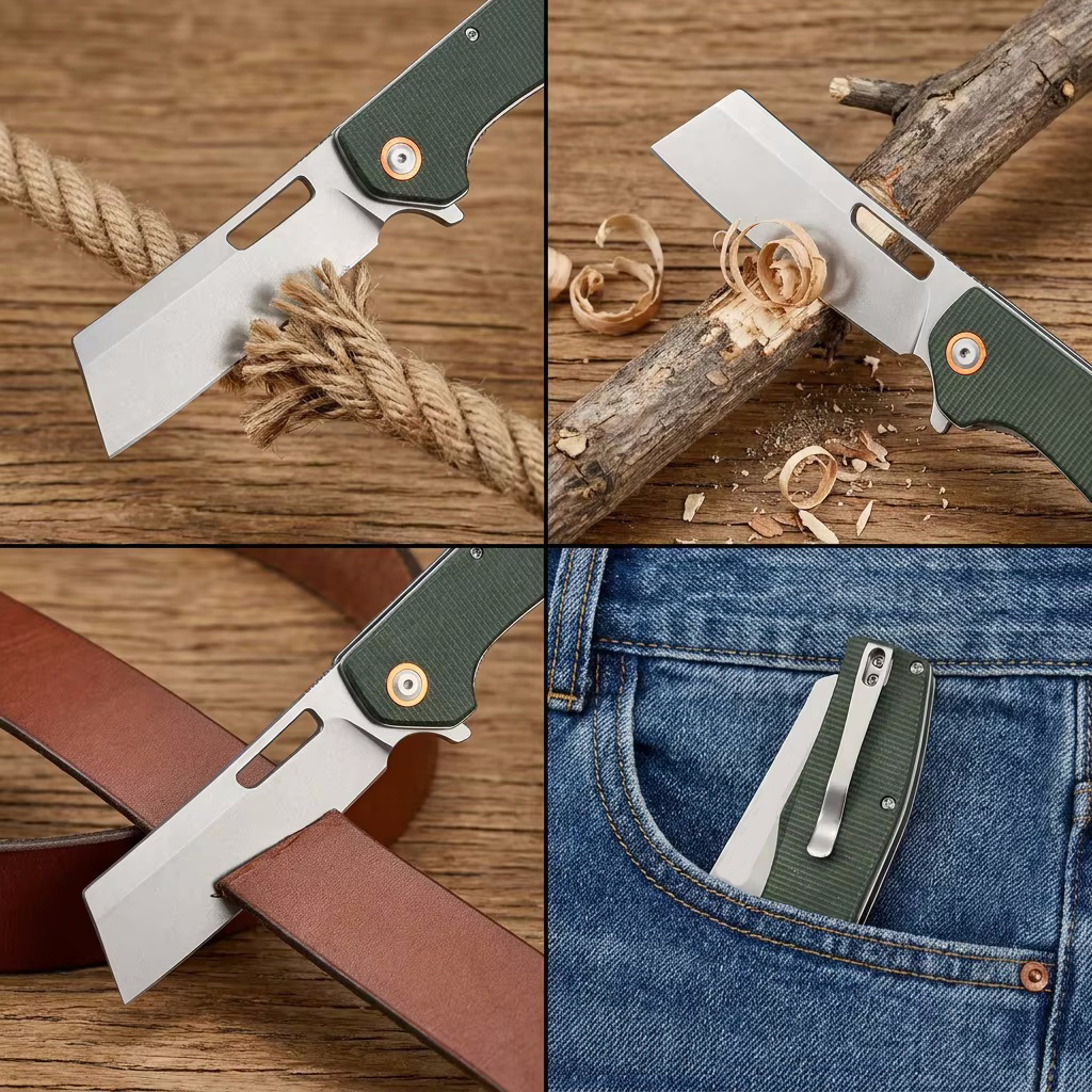 Tunafire Knife GT955 Tactical  Folding Knife D2 Steel Blade Micarta Handle Ball Bearing Camping Survvial Hunting Knives EDC Outdoor