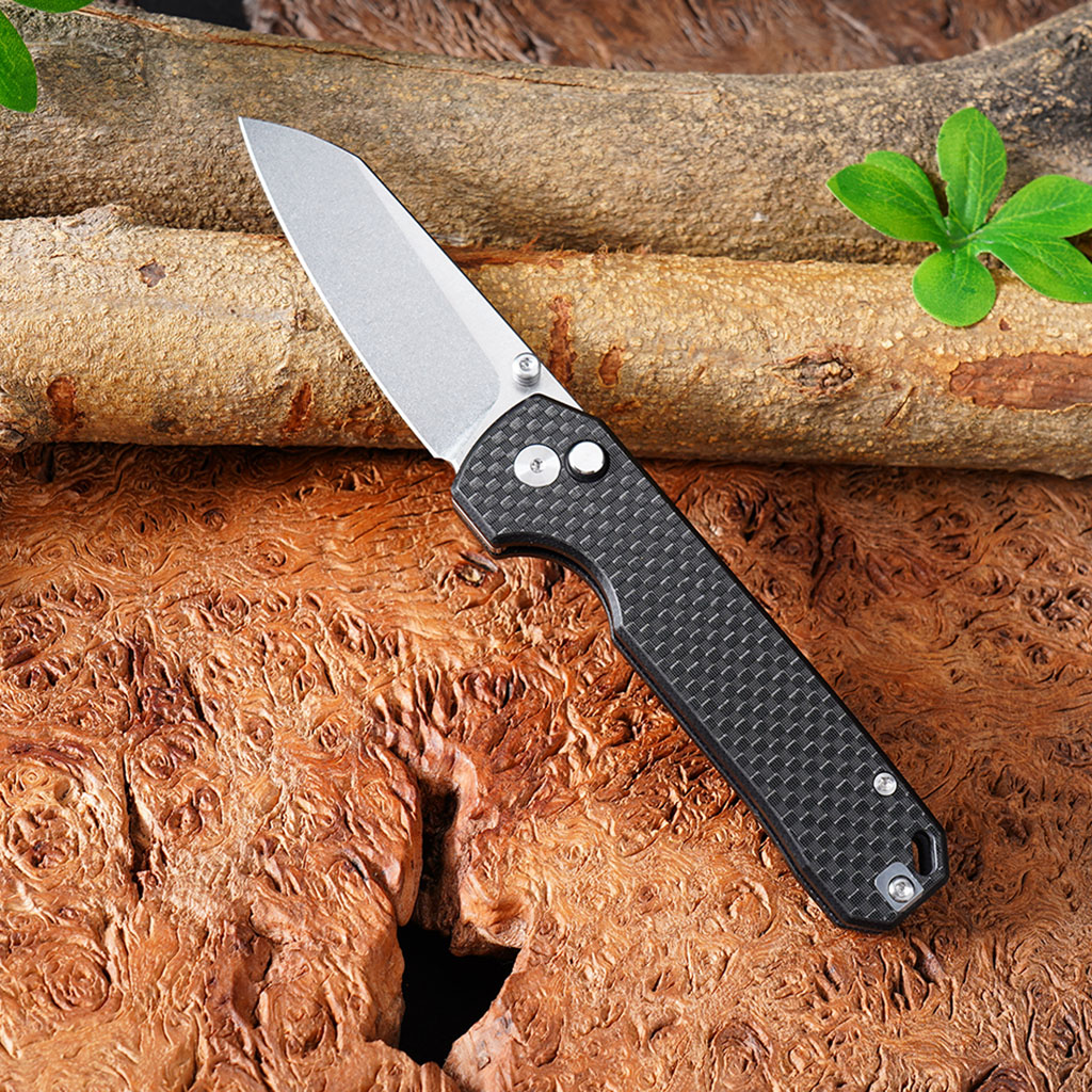 Tunafire knife GT-T0070-3 Folding EDC Knife |2.99" VG10 Blade, Carbon Fiber Handle, Ball Bearing, 81g Lightweight Stonewash Pocket Knife