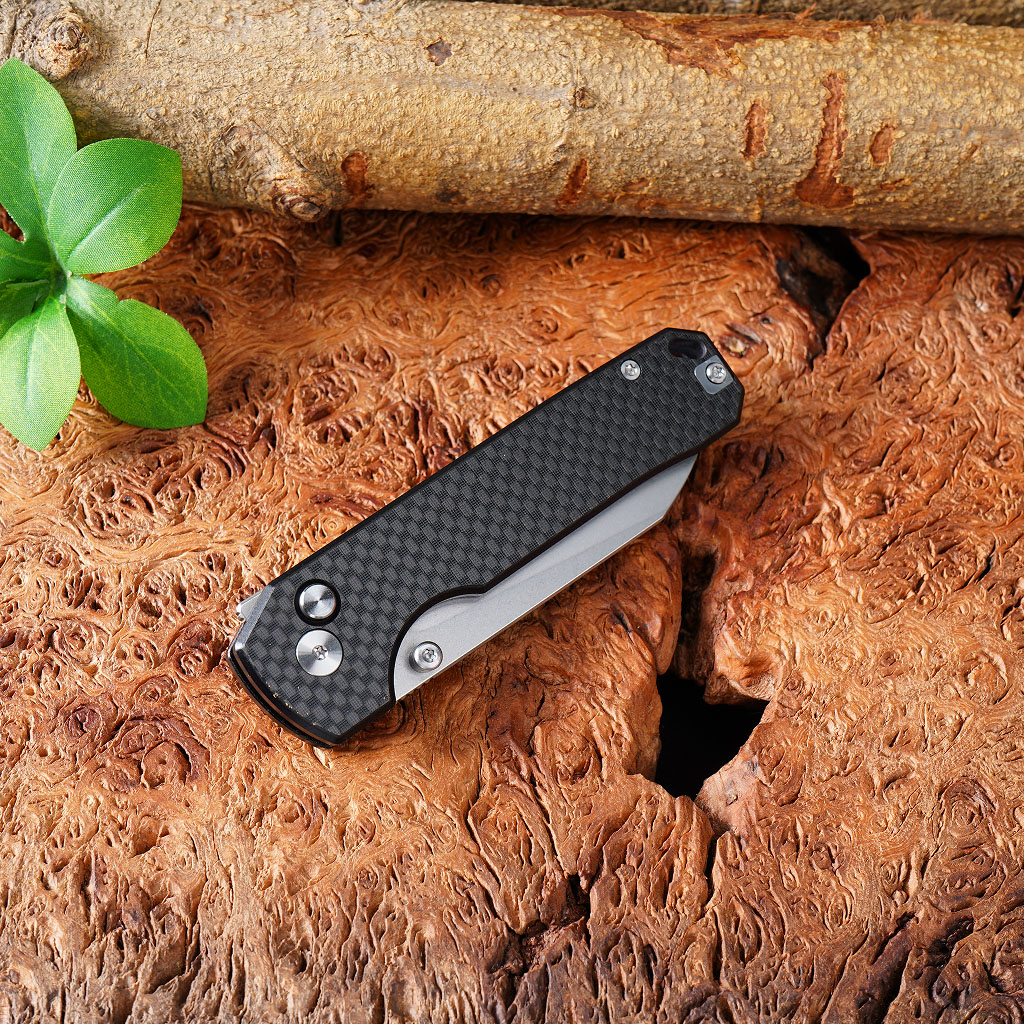 Tunafire knife GT-T0070-3 Folding EDC Knife |2.99" VG10 Blade, Carbon Fiber Handle, Ball Bearing, 81g Lightweight Stonewash Pocket Knife