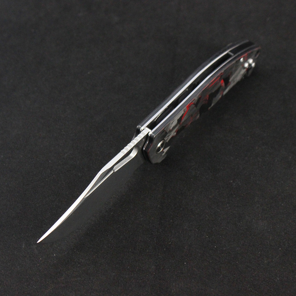 Tunafire Knife 3.31"14C28N Steel Folding Pocket Knife Red Carbon Fiber Handle Ball Bearing EDC Camping Hiking Knife GT-T0050-1