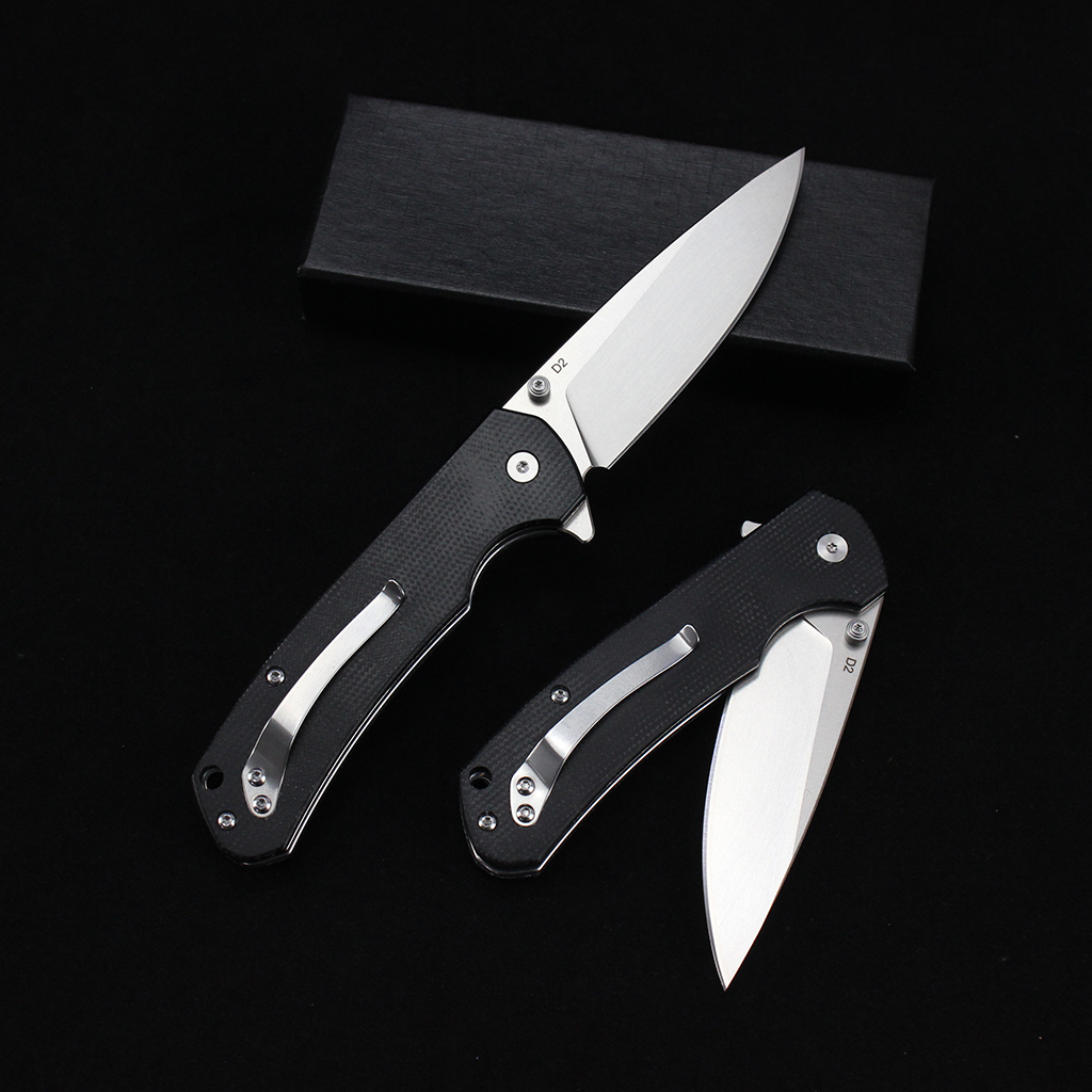 Tunafire Knife GT-T0037 Button Lock Folding Pocket Knife Micarta Black Handle 3.43&rdquo;D2 Steel EDC Cutting Tool Men Gift