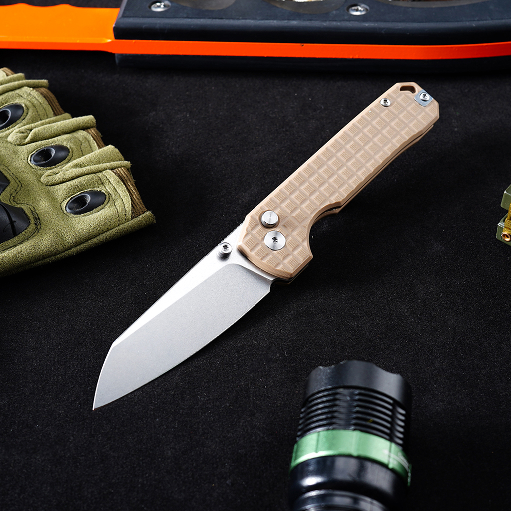 Tunafire knife GT-T0070-4 VG10 Blade Ball Bearing Quick Open Folding Knife Button lock G10 Handle Outdoor Survival Tool