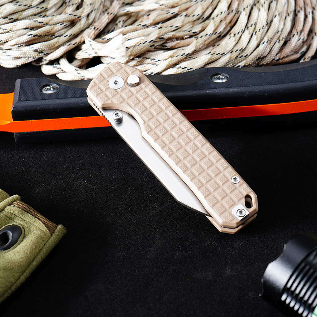 Tunafire knife GT-T0070-4 VG10 Blade Ball Bearing Quick Open Folding Knife Button lock G10 Handle Outdoor Survival Tool