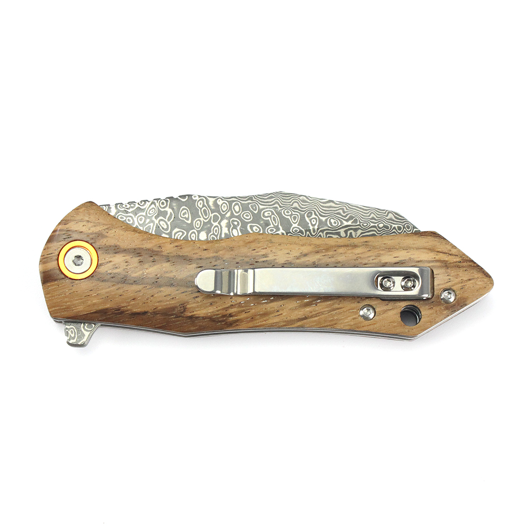 Tunafire Knife GT-DM020 Damascus Steel Survival Folding Knife Zebra Wood Handle Ball Bearing Outdoor Hiking Camping Bushcraft Pocket Knife
