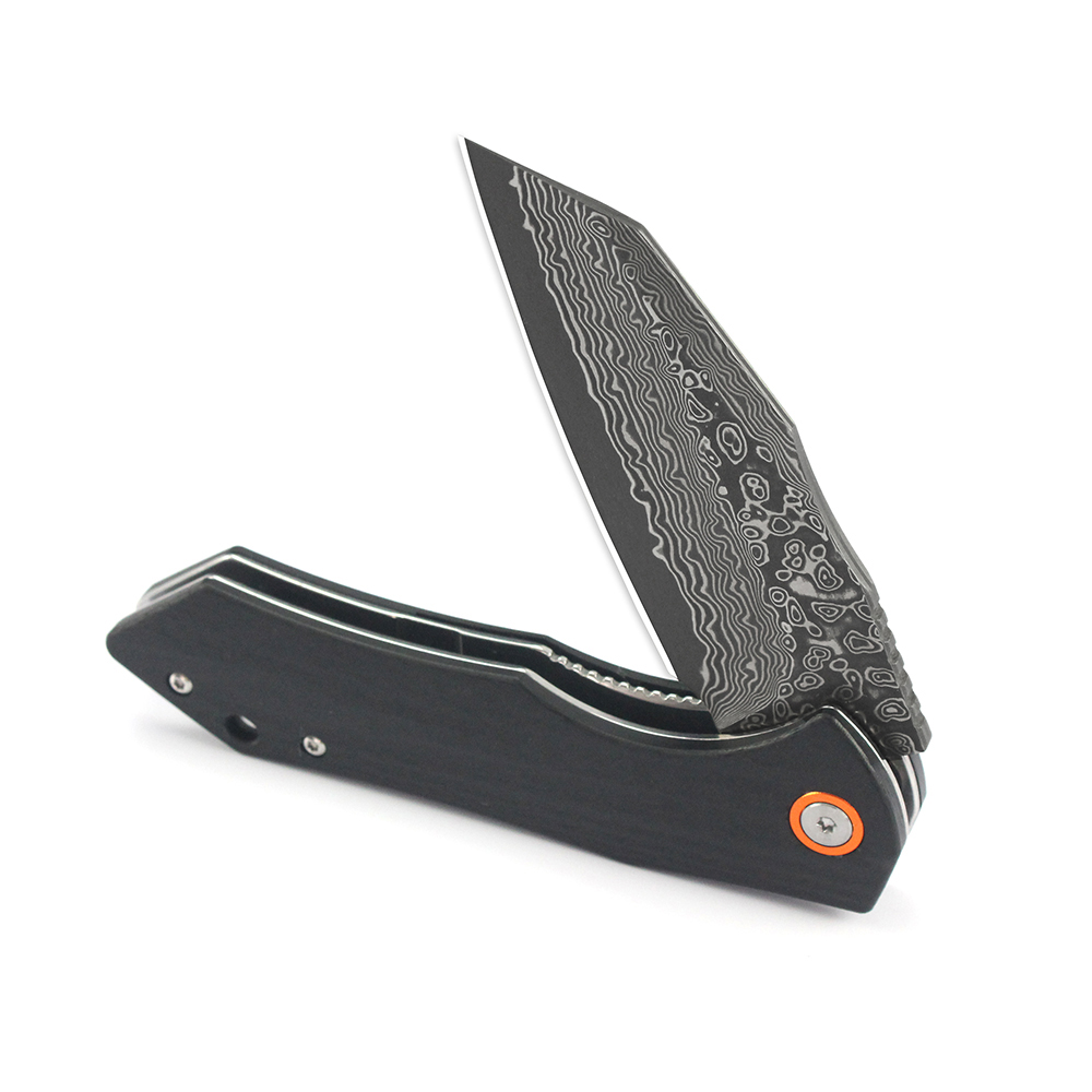 Tunafire Knife GT-DM020 Damascus Steel Survival Folding Knife Carbon Fiber G10 Handle Ball Bearing Camping Pocket Tactical Knife Tool