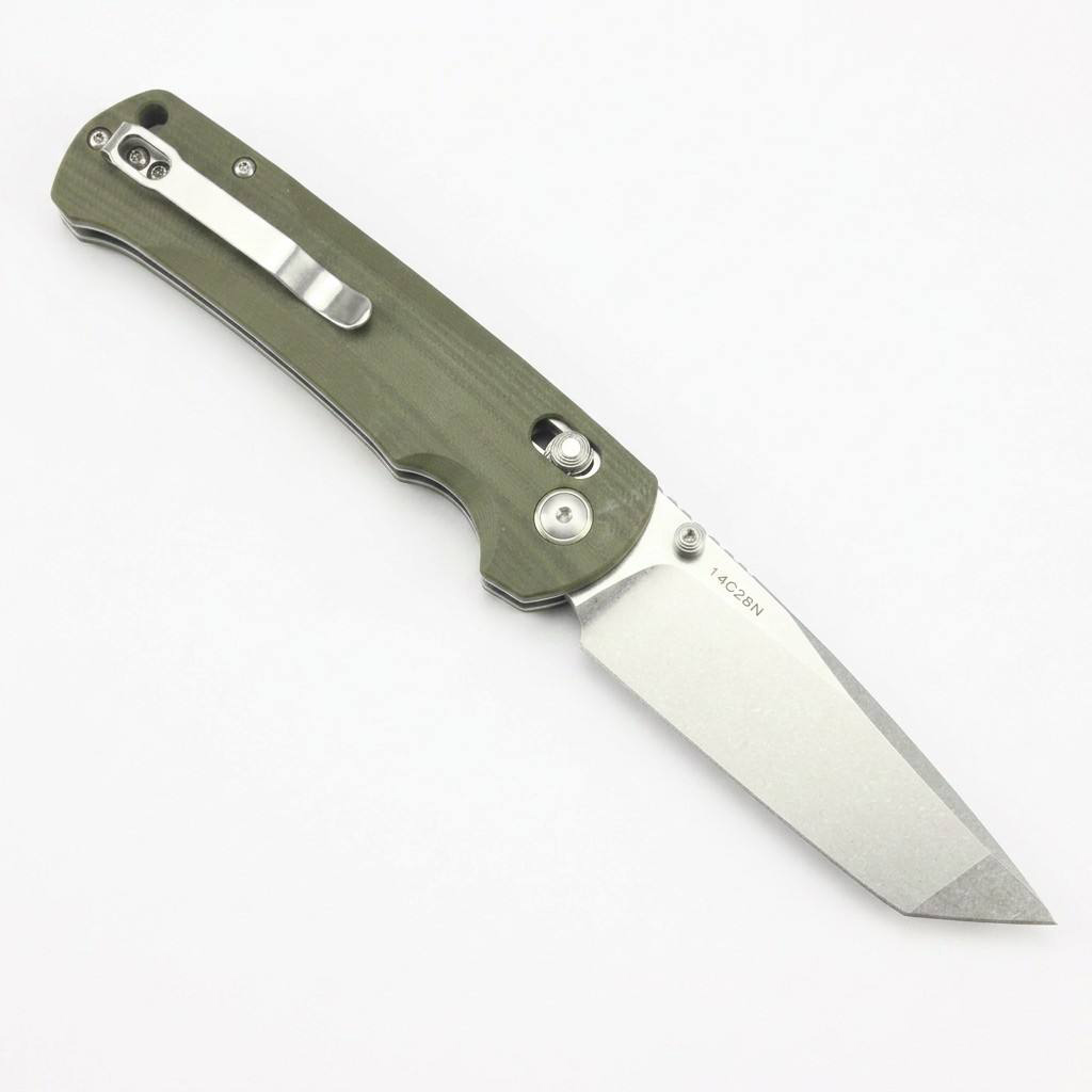 Tunafire Knife GT-T0041-1 Stone Wash14C28N Steel Blade G10 Green Handle Axial Lock Tactical Combat Folding Knife