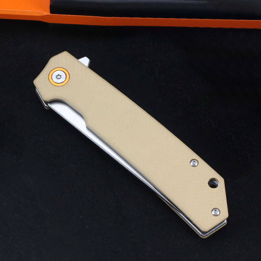 Tunafire Knife GT-T0066 Stonewashed D2 Blade Folding Knife Lightweight EDC Pocket Tool with G10 Handle