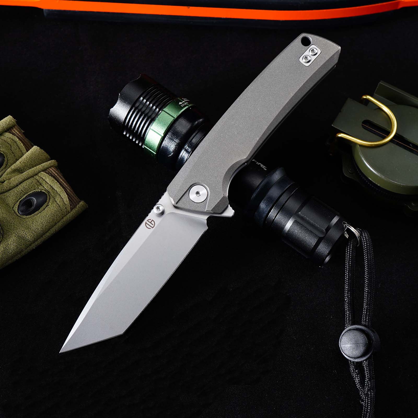 Tunafire Knife GT-T0077 VG10 Steel Folding Pocket Knife, Gray Titanium alloy Handle Ceramic Bearing EDC Utility Knife