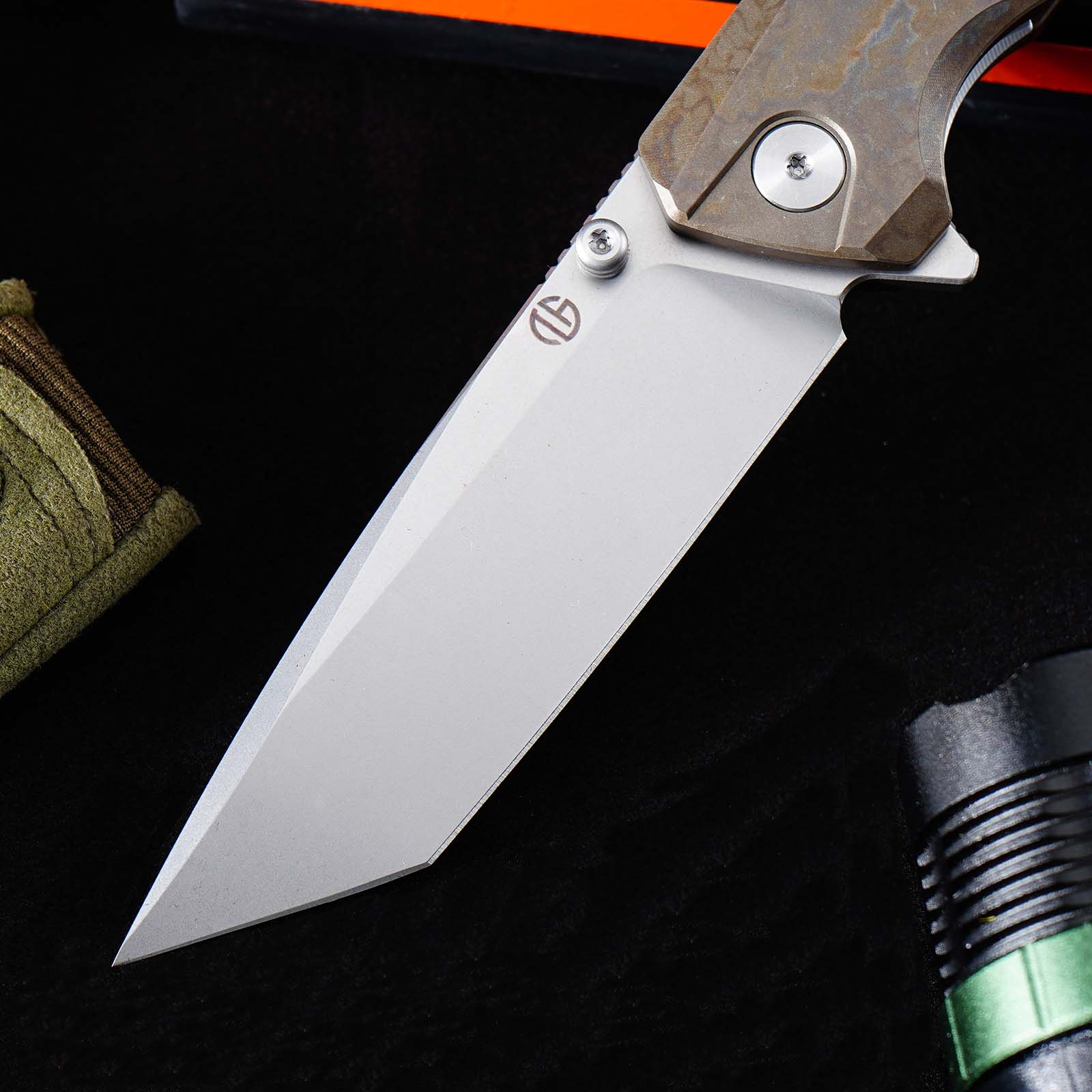 GT-T0077 EDC Folding Knife 3.43"VG10 Blade Titanium Handle With Stone Wash And Color Anodizing Ceramic Ball Bearing Pocket Knife
