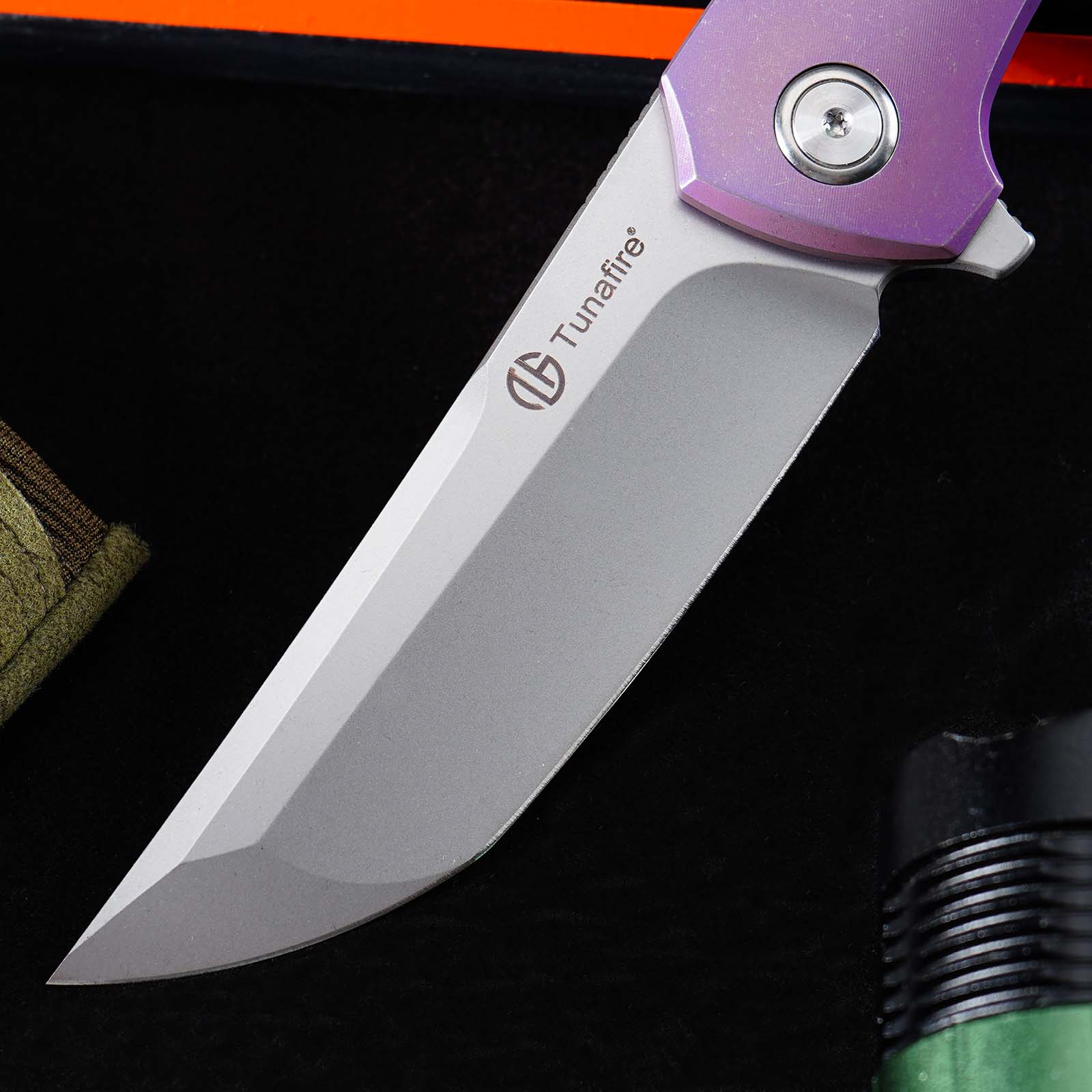 Tunafire GT-T0075 EDC Folding Knife VG10 Stainless Steel Blade Titanium Handle Ceramic Ball Bearing Outdoor Knife
