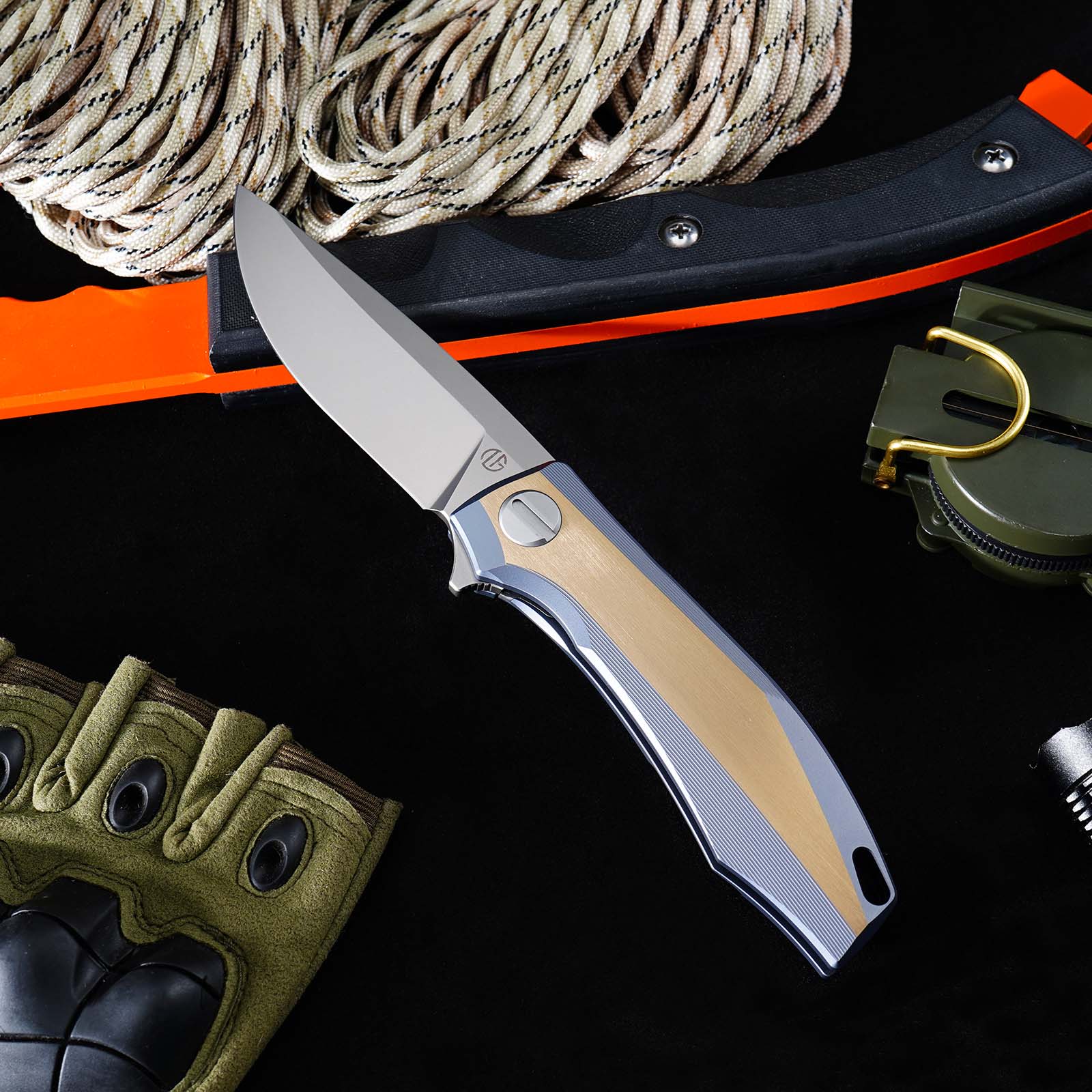 Tunafire Knife Premium RKMP Folding Knife M390 Blade DLC Coating Titanium Handle EDC Pocket Knife