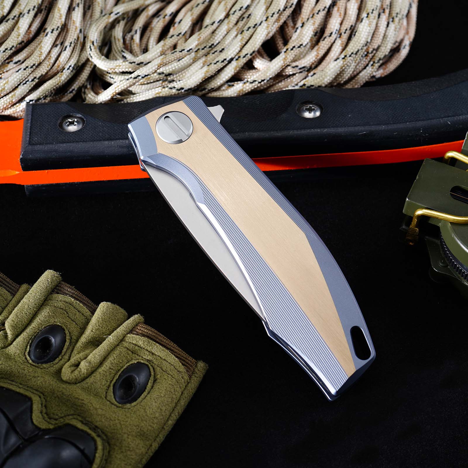 Tunafire Knife Premium RKMP Folding Knife M390 Blade DLC Coating Titanium Handle EDC Pocket Knife