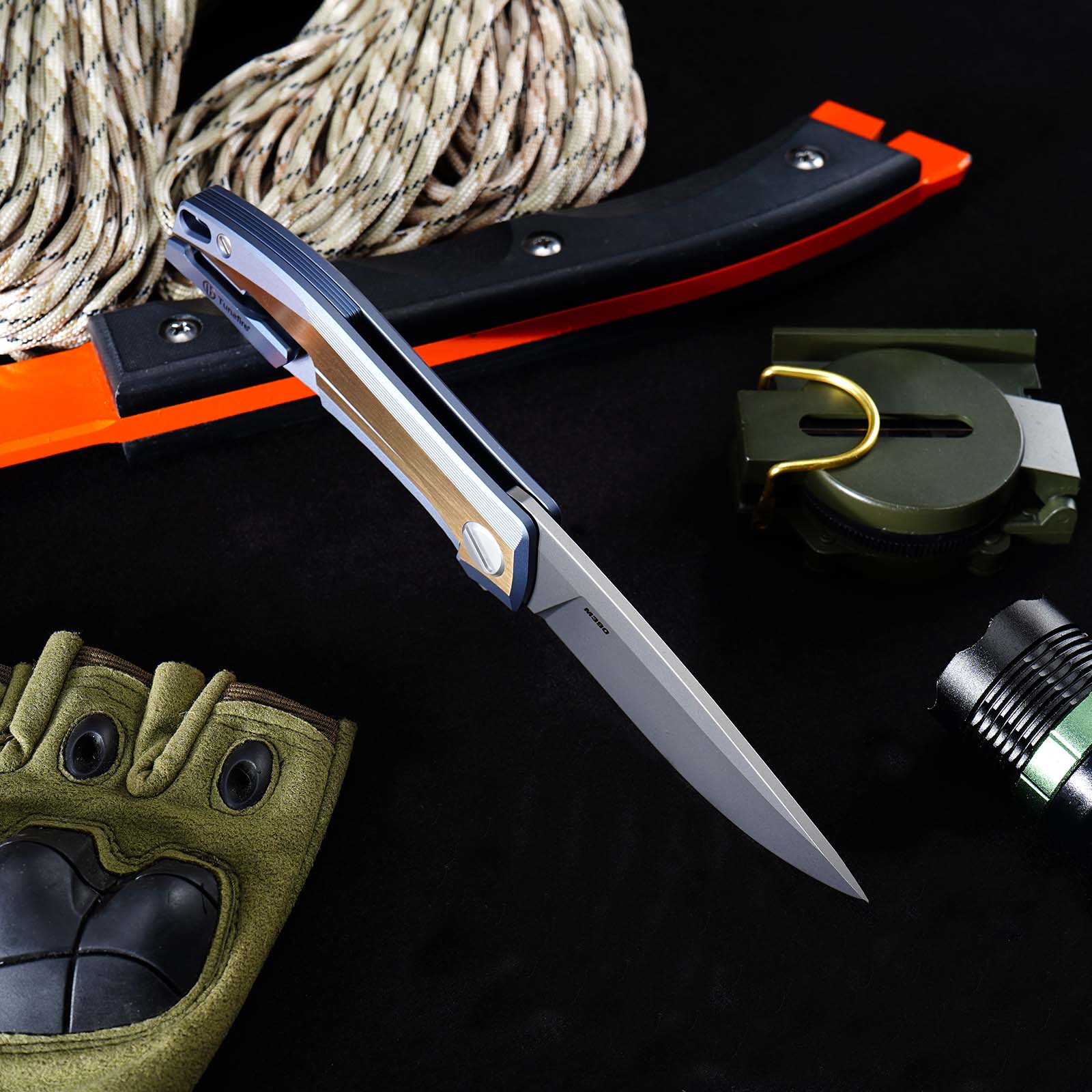 Tunafire Knife Premium RKMP Folding Knife M390 Blade DLC Coating Titanium Handle EDC Pocket Knife