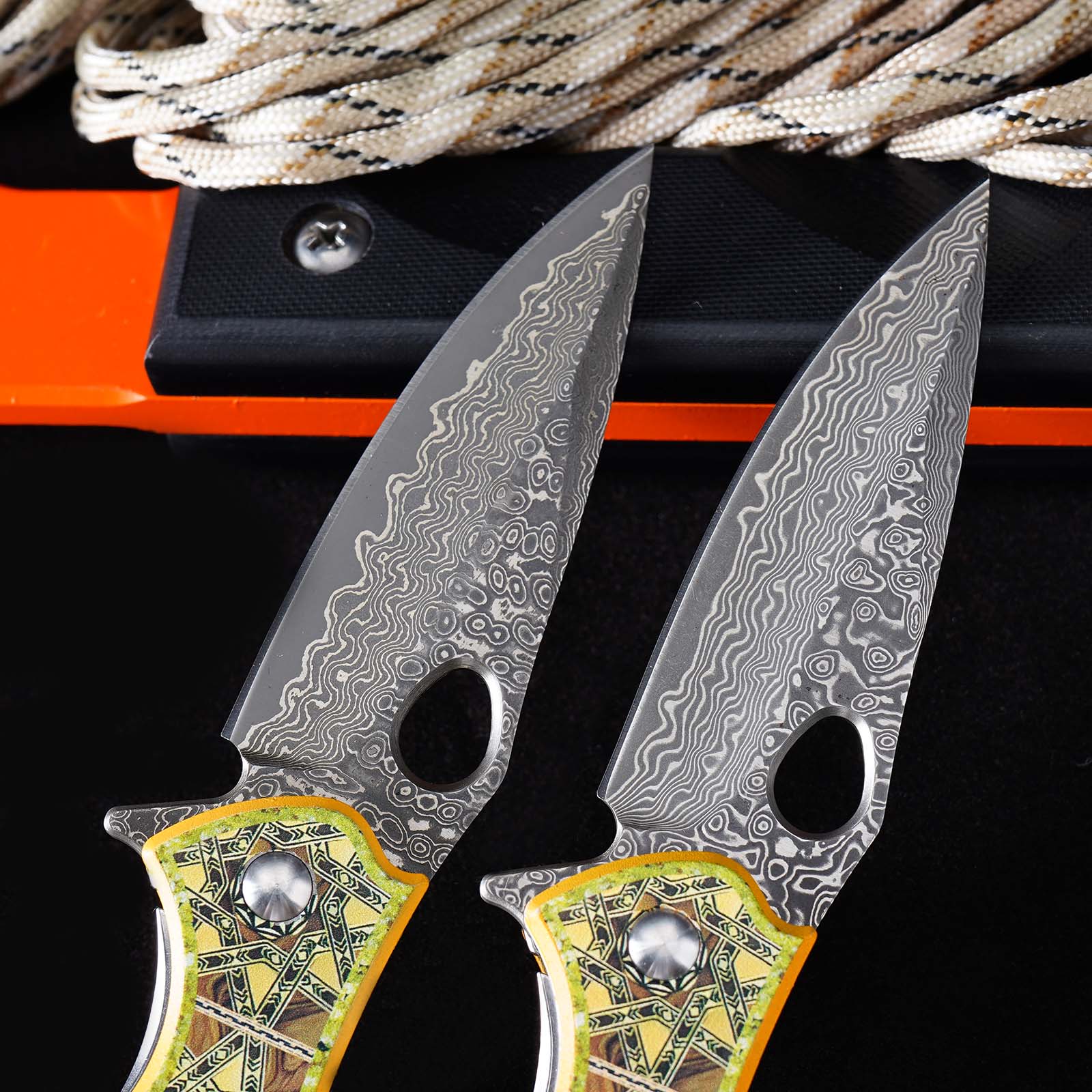 Tunafire Knives GT-DM034 Flipper Folding Knife 3.11" Damascus Steel blade 3D printed aluminum handle Camping Hiking Knife