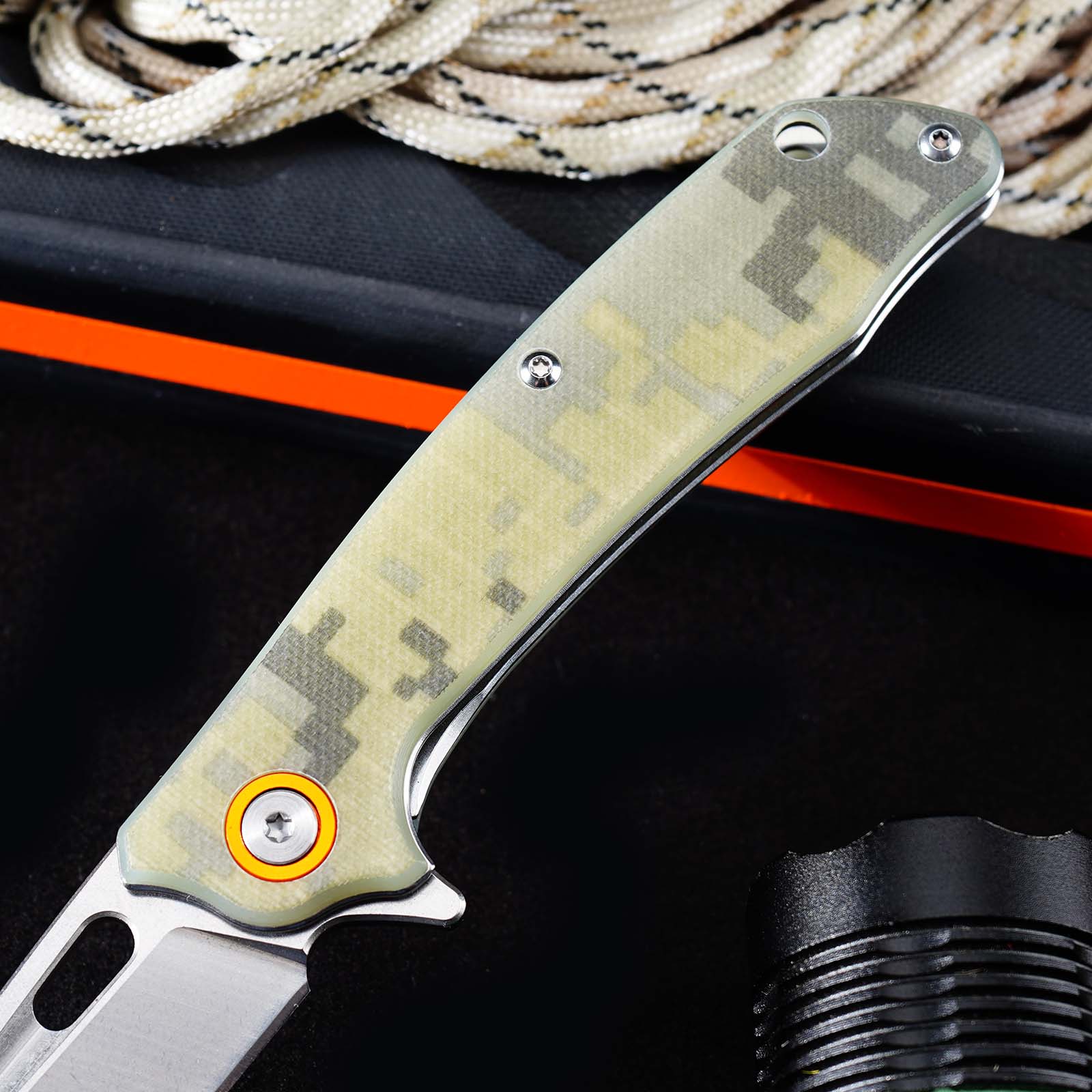 Tunafire Knife GT-T0057 Portable Stonewashed 8CR13MOV Folding Knife G10 Handle Outdoor EDC Tool
