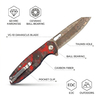 Bronze Damascus Folding Knife VG10 Core Button Lock Carbon Fiber 99g