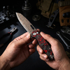 Bronze Damascus Folding Knife VG10 Core Button Lock Carbon Fiber 99g