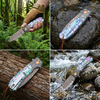 58-59HRC VG10 Bronze Damascus Pocket Knife Mother of Pearl Handle Ball Bearing GT-DM044