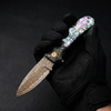 58-59HRC VG10 Bronze Damascus Pocket Knife Mother of Pearl Handle Ball Bearing GT-DM044