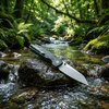 Tunaifire GT-T0070-3 VG10 Folding Knife | Luminous Carbon Fiber Handle, Stone Wash, Smooth Ball Bearing