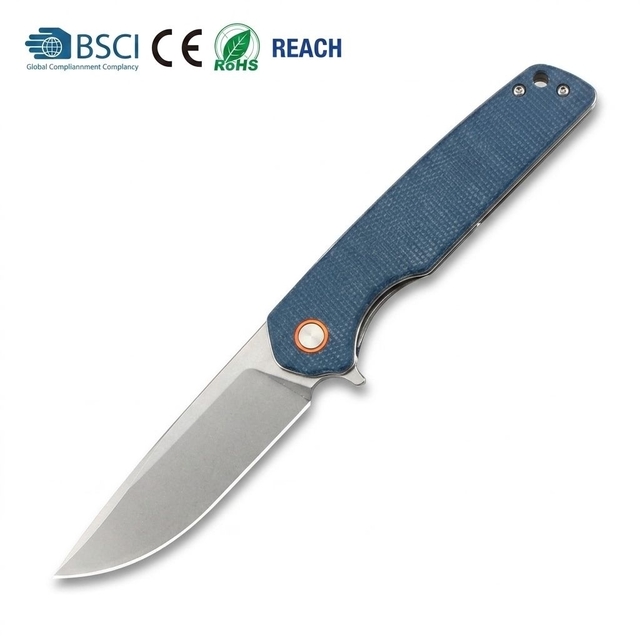 GT961 Stonewashed D2 Steel Folding Knife for Camping & Everyday Carry