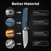 GT961 Stonewashed D2 Steel Folding Knife for Camping & Everyday Carry