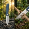 GT961 Stonewashed D2 Steel Folding Knife for Camping & Everyday Carry