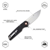 GT961 Stonewashed D2 Steel Folding Knife for Camping & Everyday Carry