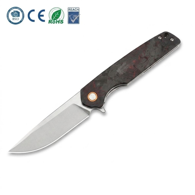 Premium GT961 Tactical Folding Knife D2 Steel Red Carbon Fiber Outdoor Camping Pocket Tool