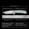 Tunafire Knife D2 Steel Button Lock EDC Folding Knife G10 Handle Portable Camping Survival Pocket Knives Utility Hand Tool