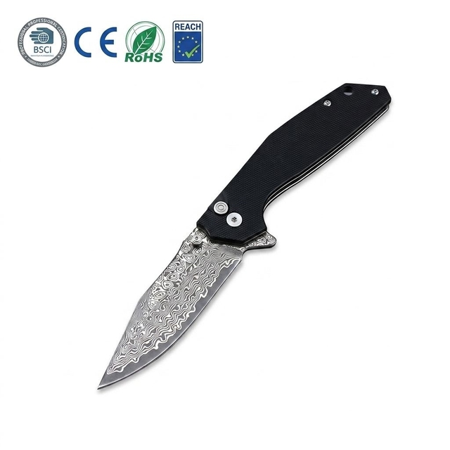 76 Layers Damascus Folding Knife, 59-60 HRC Hardness Ball Bearing Opening Ergonomic G10 Handle Portable Daily Carry Pocket Knife 
76 Layers Damascus Folding Knife, 59-60 HRC Hardness Ball Bearing Opening Ergonomic G10 Handle Portable Daily Carry Pocket Knife GT-DM016