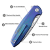 Tunafire Button Lock Folding knife 60HRC VG10 Blade Titanium Alloy Handle knife outdoor edc tool
