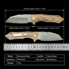 GT-DM020 Damascus Steel Folding Knife Zebra Wood Handle Ball Bearing 59-60HRC Lightweight EDC Pocket Knife With Black Gift Box