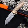 GT-DM020 Damascus Steel Folding Knife Zebra Wood Handle Ball Bearing 59-60HRC Lightweight EDC Pocket Knife With Black Gift Box