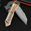 GT-DM020 Damascus Steel Folding Knife Zebra Wood Handle Ball Bearing 59-60HRC Lightweight EDC Pocket Knife With Black Gift Box