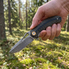 GT-DM021 compact Damascus folding knife with stylish two-tone G10 handle, smooth ball bearing pivot & 59-60HRC sharp blade. 110g lightweight mini EDC knife for daily carry, camping & collection, retail black gift box included.