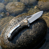 GT-DM021 compact Damascus folding knife with stylish two-tone G10 handle, smooth ball bearing pivot & 59-60HRC sharp blade. 110g lightweight mini EDC knife for daily carry, camping & collection, retail black gift box included.