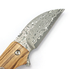 GT-DM022 Compact Damascus Folding Knife 14cm Overall 6.1cm Blade Natural Hardwood Handle Ball Bearing Outdoor Camping Survival Utility Knife