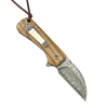 GT-DM022 Compact Damascus Folding Knife 14cm Overall 6.1cm Blade Natural Hardwood Handle Ball Bearing Outdoor Camping Survival Utility Knife