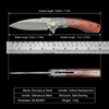 Damascus Folding Knife GT-DM023 Lightweight Rosewood Handle Daily Carry Utility Knife For Camping Survivao Tool