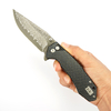 GT-T0034-1 Damascus Steel Button Lock Folding Knife G10 Carbon Fiber Handle 58-59HRC EDC Pocket Utility Knife