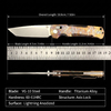 Lightning Pattern Anodized Titanium Style Folding Knife, VG-10 Stonewashed Blade 60-61HRC, Ceramic Ball Bearing Smooth Open, 111g Lightweight EDC Tactical Pocket Knife for Daily Carry Outdoor Cutting