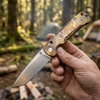 Lightning Pattern Anodized Titanium Style Folding Knife, VG-10 Stonewashed Blade 60-61HRC, Ceramic Ball Bearing Smooth Open, 111g Lightweight EDC Tactical Pocket Knife for Daily Carry Outdoor Cutting