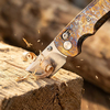 Lightning Pattern Anodized Titanium Style Folding Knife, VG-10 Stonewashed Blade 60-61HRC, Ceramic Ball Bearing Smooth Open, 111g Lightweight EDC Tactical Pocket Knife for Daily Carry Outdoor Cutting