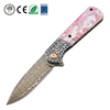 VG10 Damascus Bronze Pocket Knife GT-DM049 |3.31" Blade 58-59HRC |Collectible Everyday Carry Knife