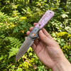 VG10 Damascus Bronze Pocket Knife GT-DM049 |3.31" Blade 58-59HRC |Collectible Everyday Carry Knife