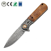 Premium GT-DM050 Damascus Steel EDC Pocket Folding Knife, 7.87 Inch Overall Length, Decorative Steel Pommel Shadow Wood Handle, Collection & Outdoor Premium GT-DM050 Damascus Steel EDC Pocket Folding Knife, 7.87 Inch Overall Length, Decorative Steel Pommel Shadow Wood Handle, Collection & Outdoor