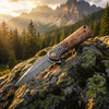 Premium GT-DM050 Damascus Steel EDC Pocket Folding Knife, 7.87 Inch Overall Length, Decorative Steel Pommel Shadow Wood Handle, Collection & Outdoor Premium GT-DM050 Damascus Steel EDC Pocket Folding Knife, 7.87 Inch Overall Length, Decorative Steel Pommel Shadow Wood Handle, Collection & Outdoor