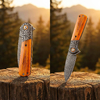 GT-DM050 Folding Knife, 3.31in Effective Cutting Edge Orange Bone Handle, 160g Lightweight Daily Carry Damascus Knife for Camping Hunting Gift GT-DM050 Folding Knife, 3.31in Effective Cutting Edge Orange Bone Handle, 160g Lightweight Daily Carry Damascus Knife for Camping Hunting Gift
